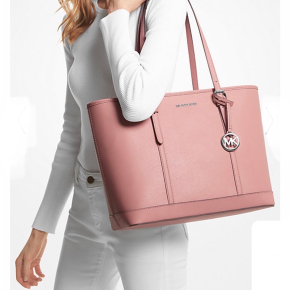 MICHAEL KORS POWDER BLUSH COLOR 
Jet Set Travel Large Saffiano Leather Tote Bag - Picture 3 of 14